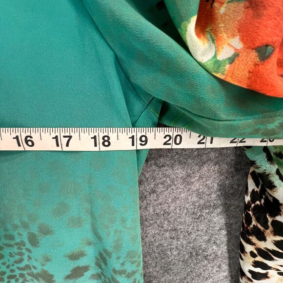 Soft Surroundings Tunic Top Women M Green Floral Sheer Blouse Resort Tropical - Picture 6 of 13